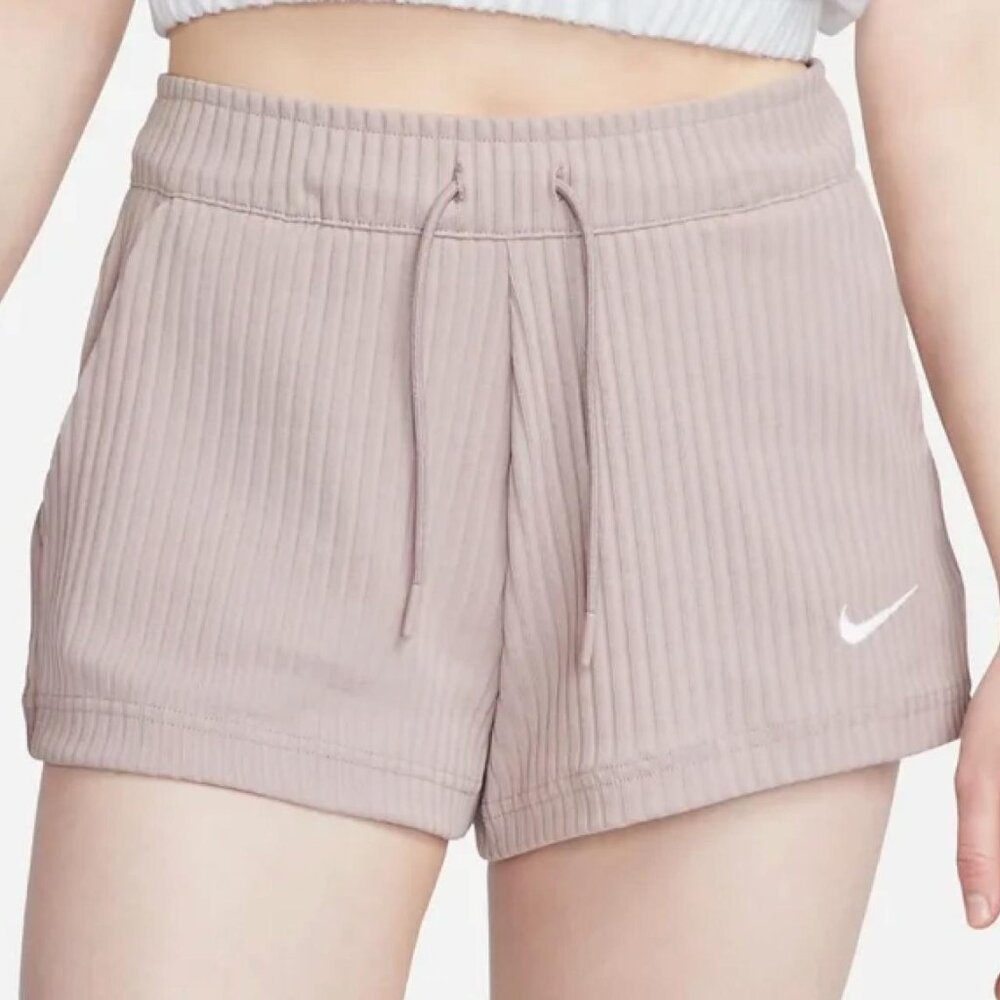 Nike Sportswear Women's High-Waisted Ribbed Jersey Shorts, Size: S Color: Light